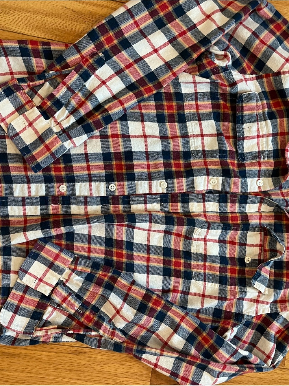 Old Navy Plaid Button-Down Shirt - Navy, Red & Cream